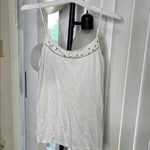 American Eagle Outfitters White Embellished Tank Top